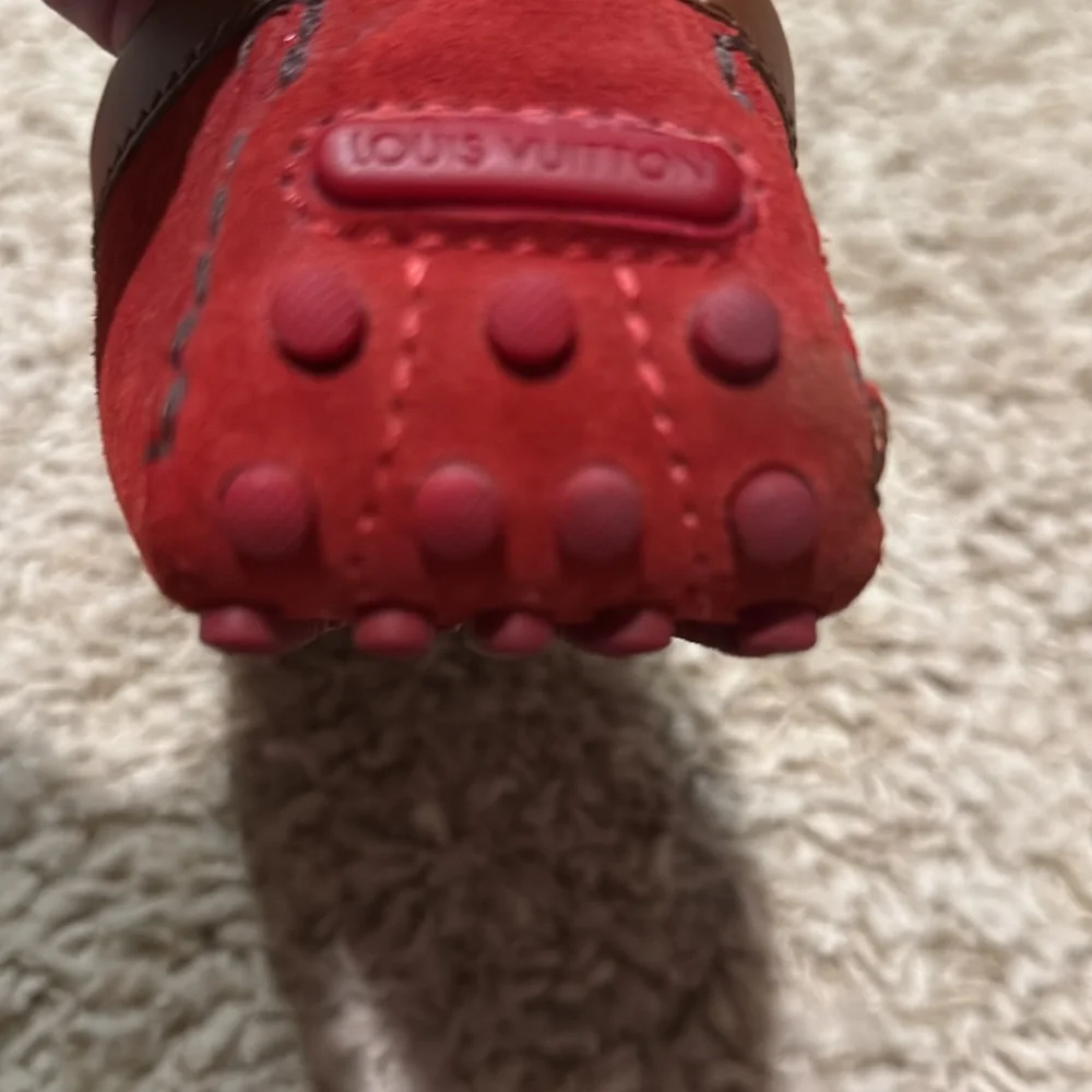 Louis Vuitton Hockenheim Moccasin Red Suede Driving Loafers